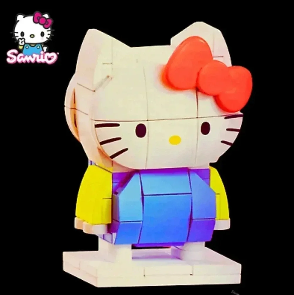 White blue red Hello Kitty block figure build set toys with instructions